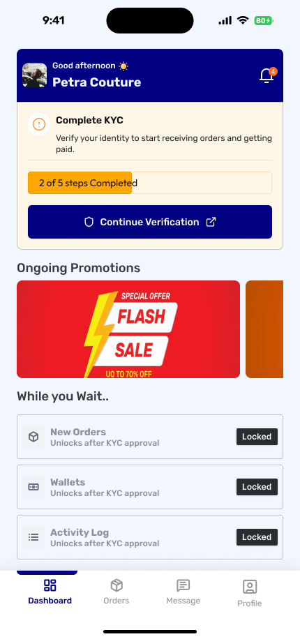 Tailor verification dashboard